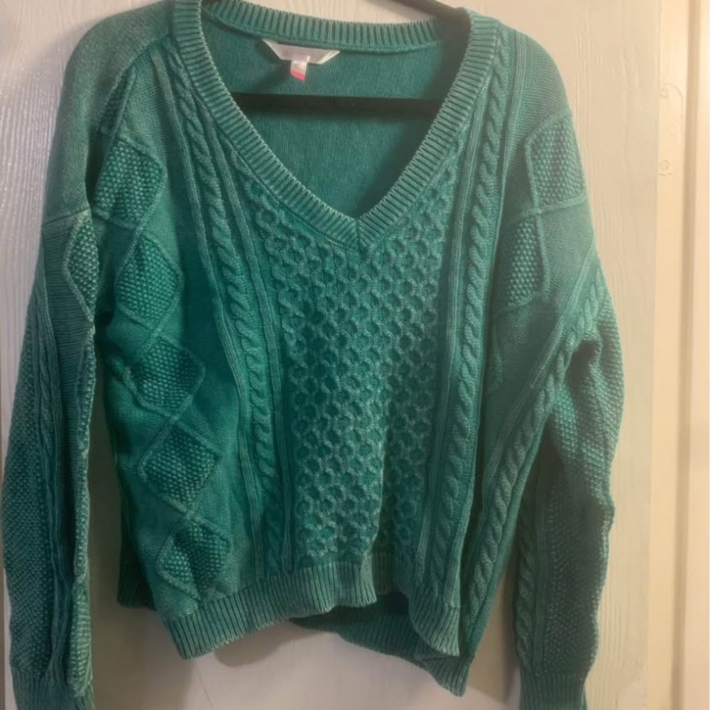 No Boundaries Teal V-Neck Sweater